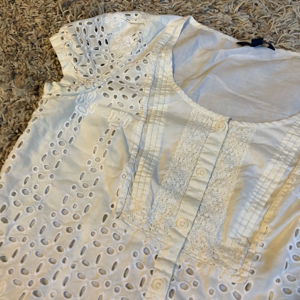 American Eagle Eyelet Boho Peasant Top